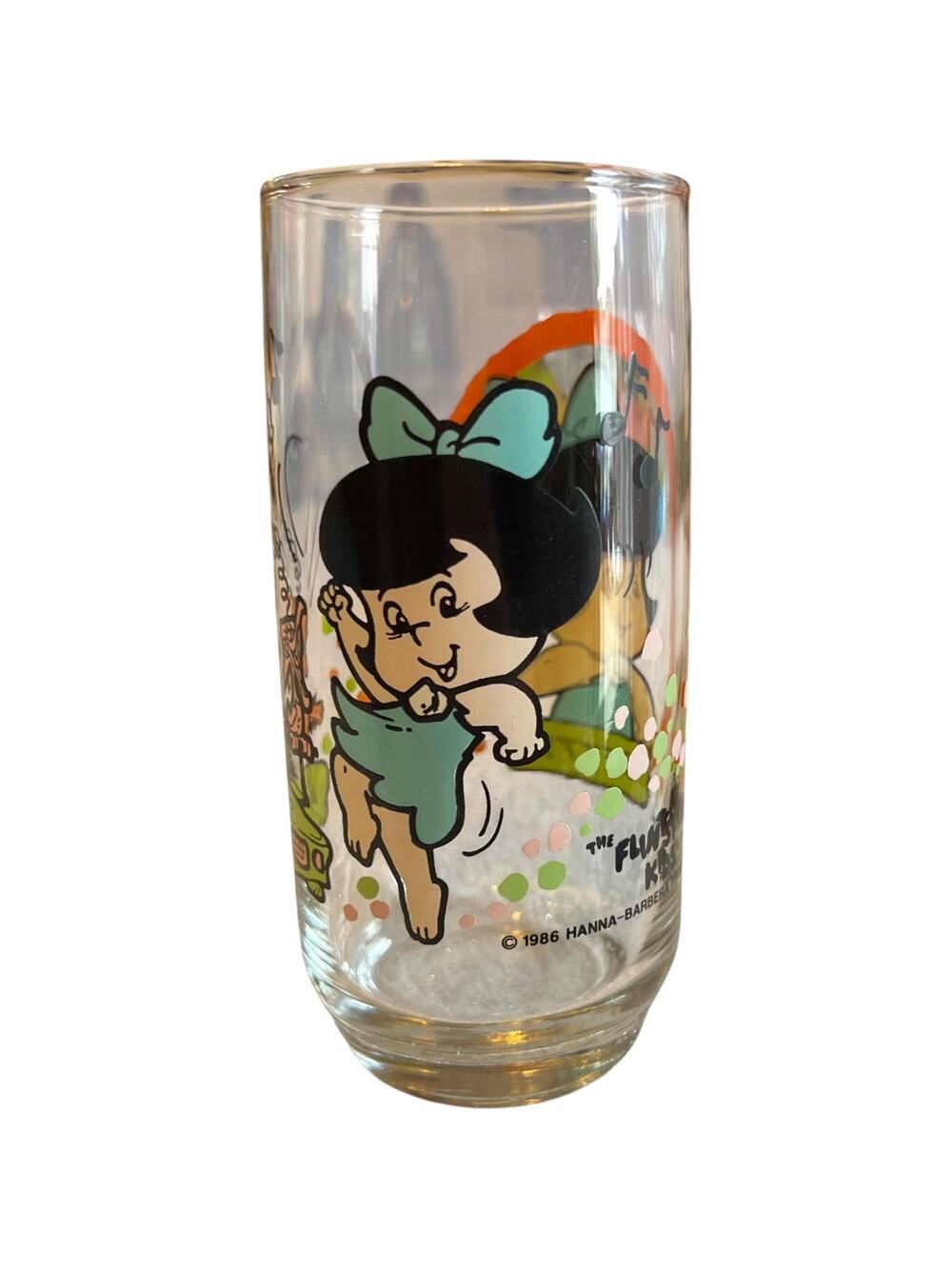 1986 Flintstones Kids Pebbles Pizza Hut Glass Hanna Barbera